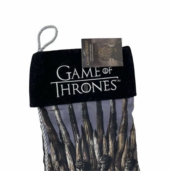 Game of Thrones Christmas Stocking Sword Thrown Silky Embroidered Velvet Trim - Picture 2 of 4